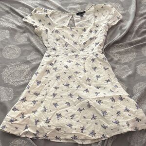 Forever 21 White and Blue Floral Mini Dress Backless